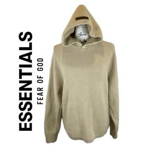 ESSENTIALS FEAR OF GOD SWEATER KNIT HOODED ROMAN Woman SZ XS GRANOLA CORE